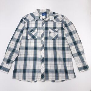Vintage Wrangler Shirt 2XL‎ Tall Pearl Snap Plaid Western Rodeo Cowboy